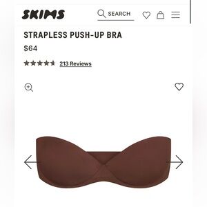 SKIMS Strapless Push-Up Bra - Chocolate